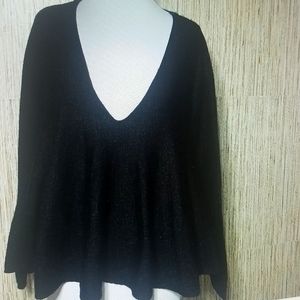 Free People Black Sundae Cotton Sweater Size Med